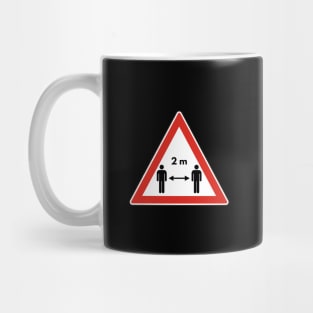 Coronavirus 2 m road warning sign Mug